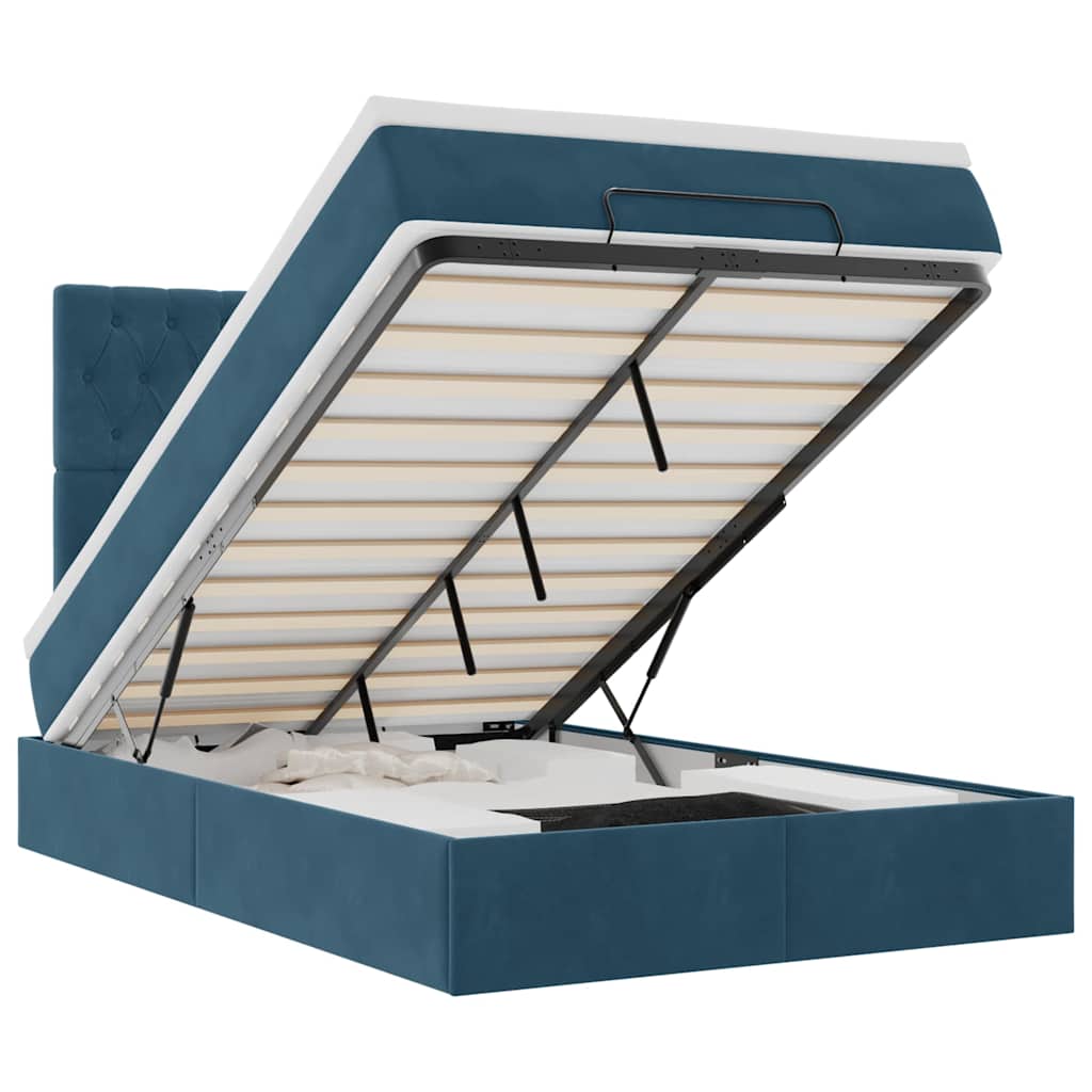 Ottoman bed met matrassen 120x190cm fluweel donkerblauw