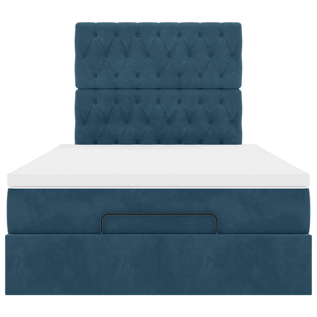 Ottoman bed met matrassen 120x190cm fluweel donkerblauw