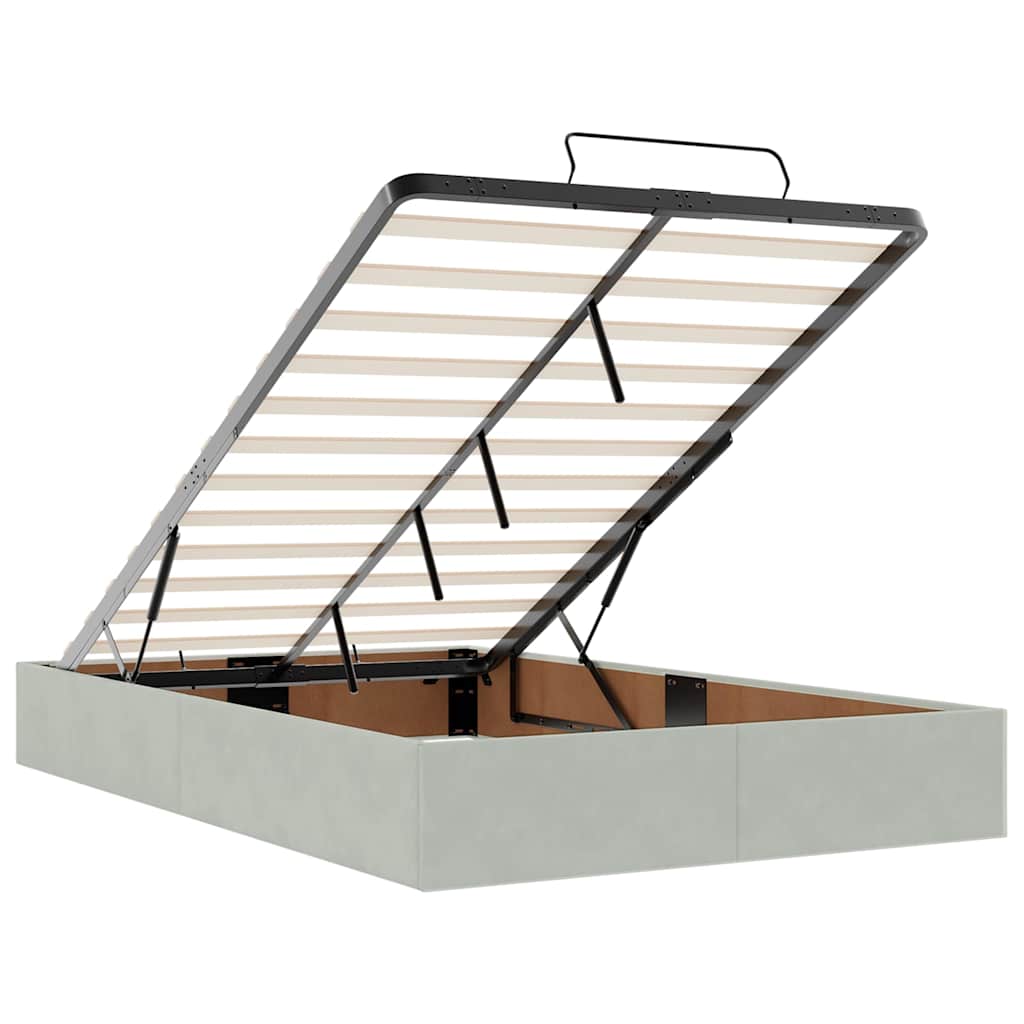 Ottoman bed met matrassen 120x200cm fluweel lichtgrijs is nu te koop bij PeponiXL, paradijselijk wonen!