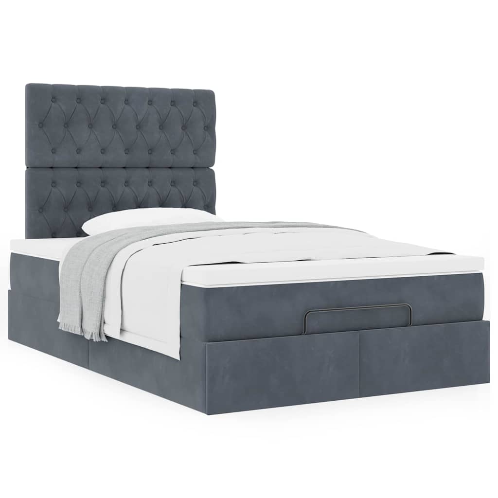 Ottoman bed met matrassen 120x200cm fluweel donkergrijs is nu te koop bij PeponiXL, paradijselijk wonen!