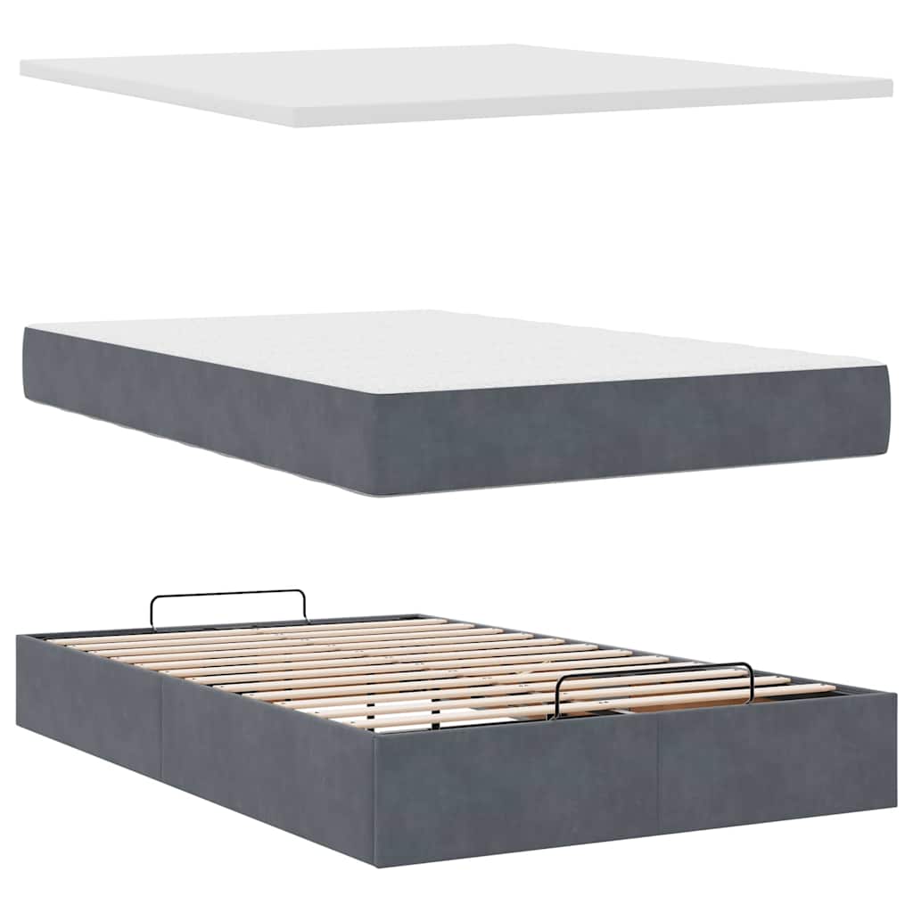 Ottoman bed met matrassen 120x200cm fluweel donkergrijs is nu te koop bij PeponiXL, paradijselijk wonen!
