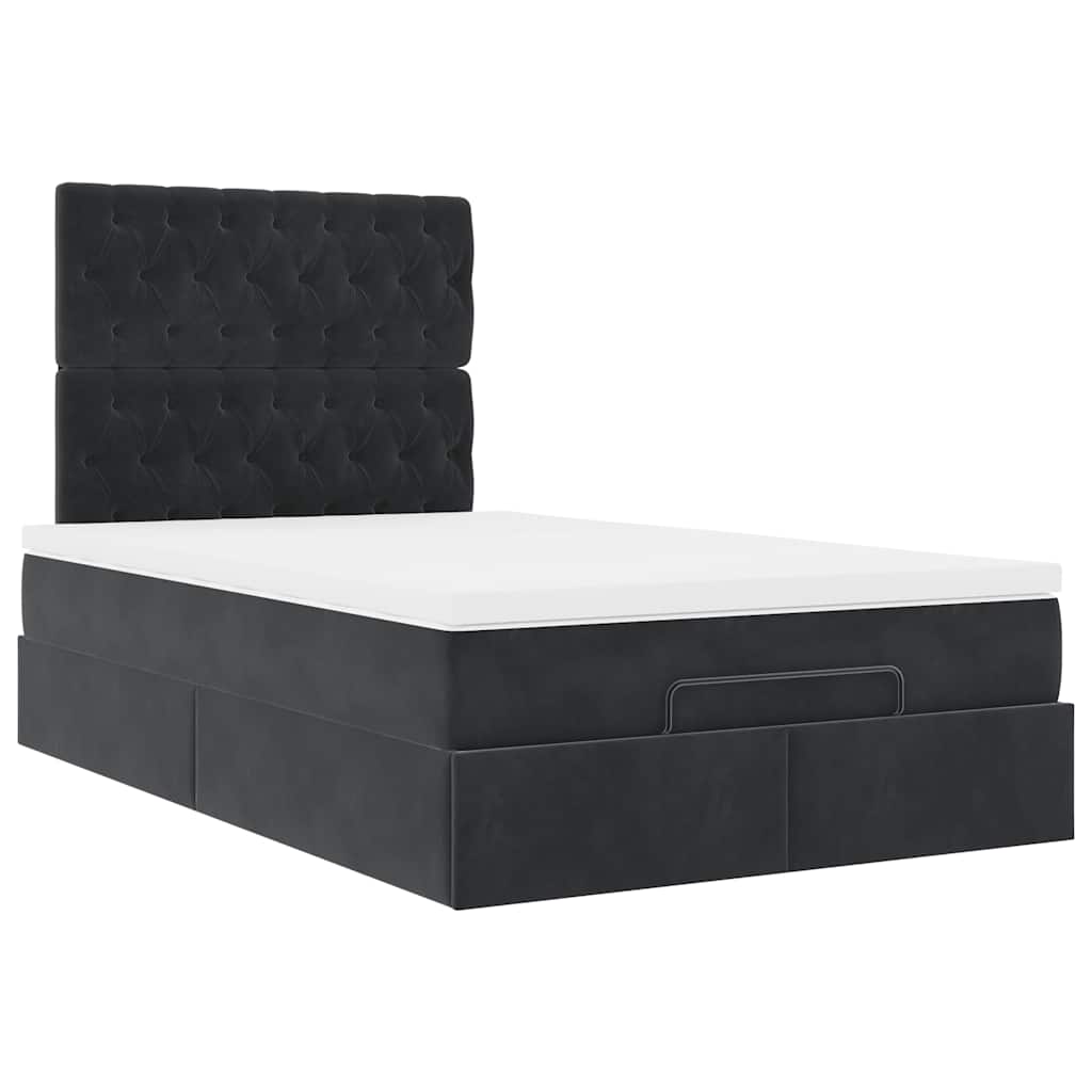 Ottoman bed met matrassen 120x200cm fluweel zwart is nu te koop bij PeponiXL, paradijselijk wonen!