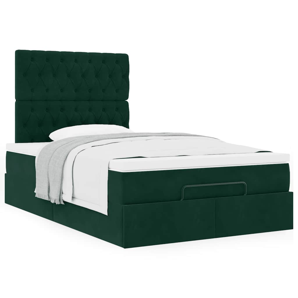Ottoman bed met matrassen 120x200cm fluweel donkergroen is nu te koop bij PeponiXL, paradijselijk wonen!