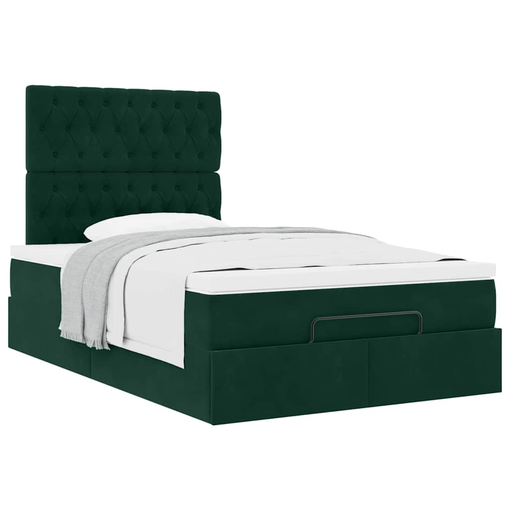 Ottoman bed met matrassen 120x200cm fluweel donkergroen is nu te koop bij PeponiXL, paradijselijk wonen!