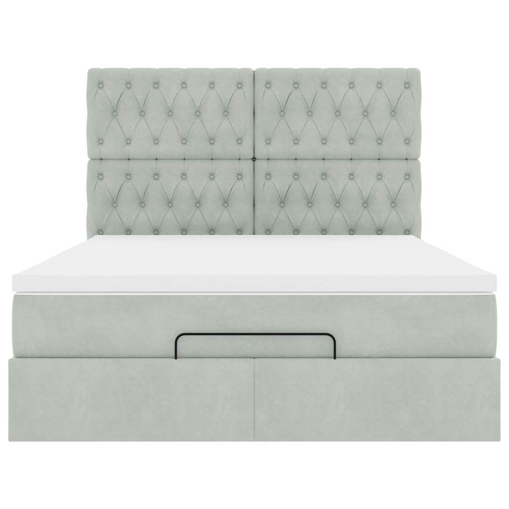 Ottoman bed met matrassen 140x190cm fluweel lichtgrijs is nu te koop bij PeponiXL, paradijselijk wonen!
