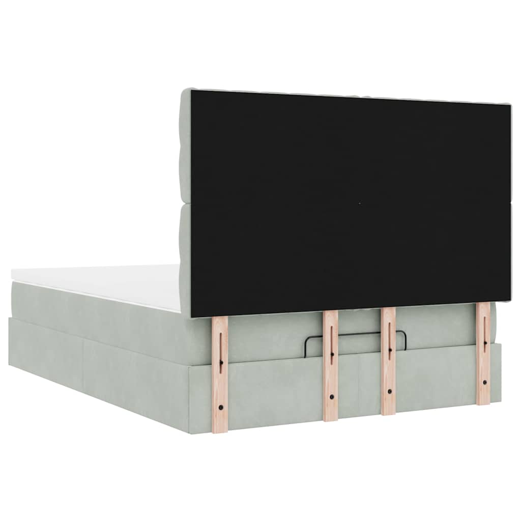 Ottoman bed met matrassen 140x190cm fluweel lichtgrijs is nu te koop bij PeponiXL, paradijselijk wonen!