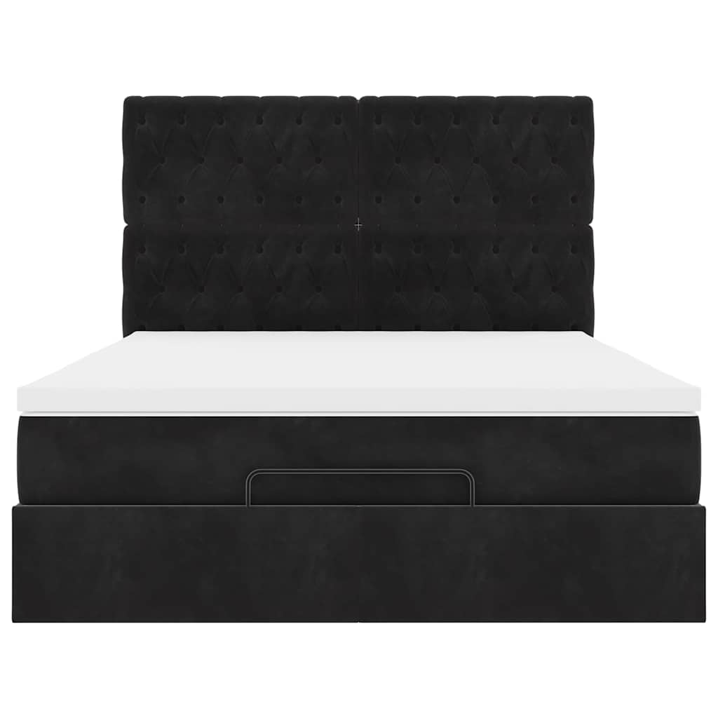 Ottoman bed met matrassen 140x190cm fluweel zwart is nu te koop bij PeponiXL, paradijselijk wonen!