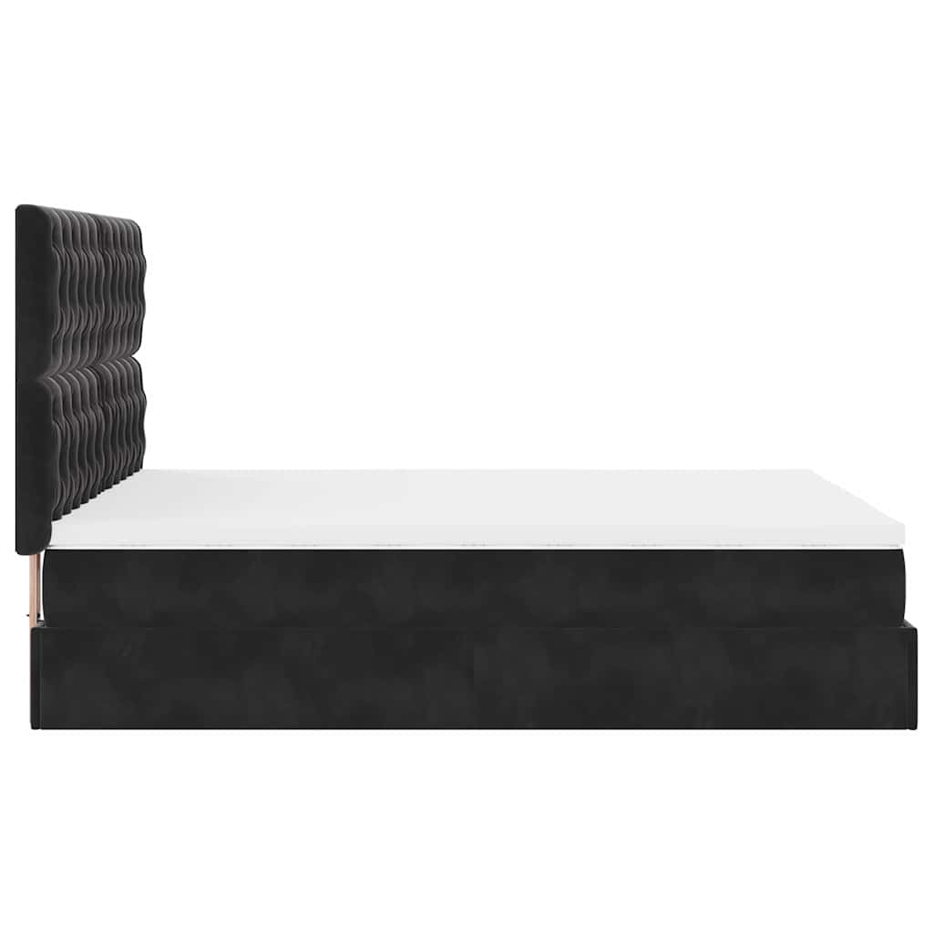 Ottoman bed met matrassen 140x190cm fluweel zwart is nu te koop bij PeponiXL, paradijselijk wonen!