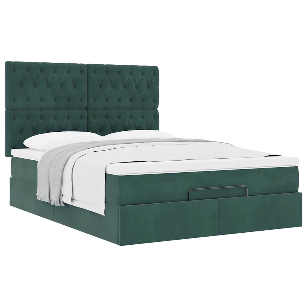 Ottoman bed met matrassen 140x190cm fluweel donkergroen is nu te koop bij PeponiXL, paradijselijk wonen!