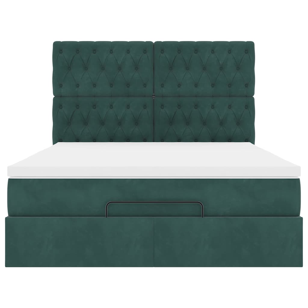 Ottoman bed met matrassen 140x190cm fluweel donkergroen is nu te koop bij PeponiXL, paradijselijk wonen!