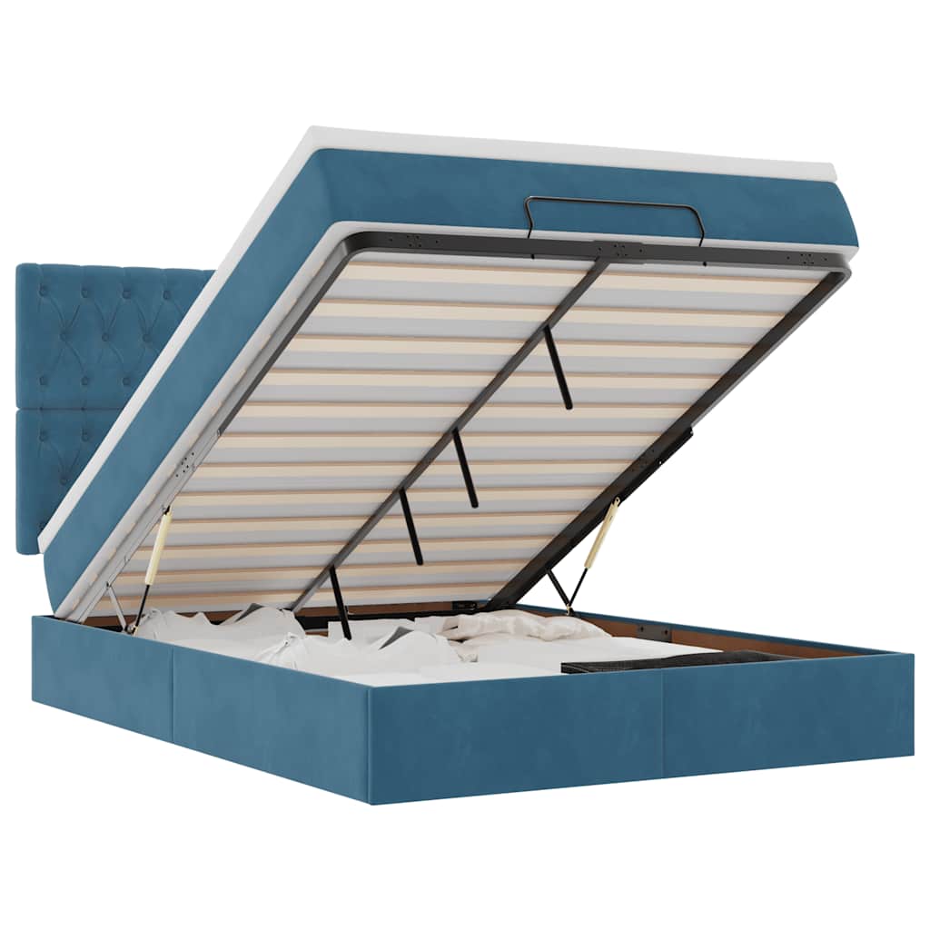 Ottoman bed met matrassen 140x190cm fluweel donkerblauw is nu te koop bij PeponiXL, paradijselijk wonen!