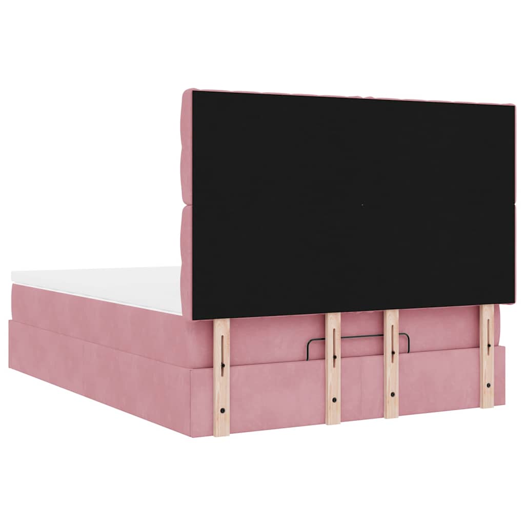 Ottoman bed met matrassen 140x190cm fluweel roze is nu te koop bij PeponiXL, paradijselijk wonen!