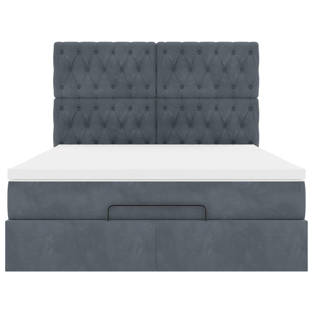 Ottoman bed met matrassen 140x200cm fluweel donkergrijs is nu te koop bij PeponiXL, paradijselijk wonen!