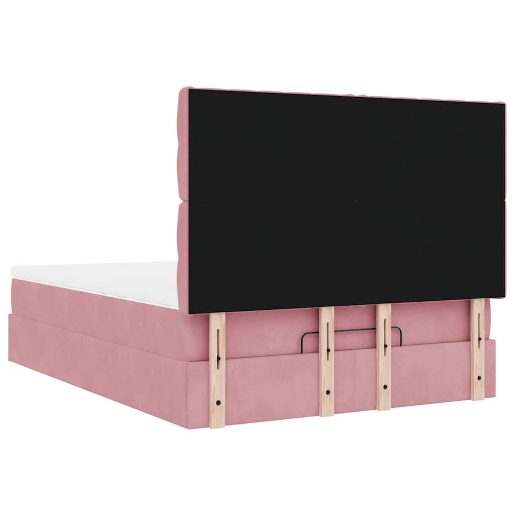 Ottoman bed met matrassen 140x200cm fluweel roze is nu te koop bij PeponiXL, paradijselijk wonen!