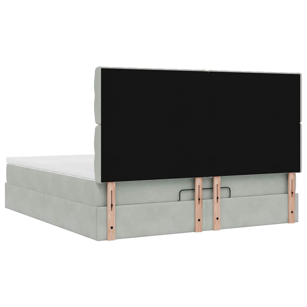Ottoman bed met matrassen 160x200cm fluweel lichtgrijs is nu te koop bij PeponiXL, paradijselijk wonen!