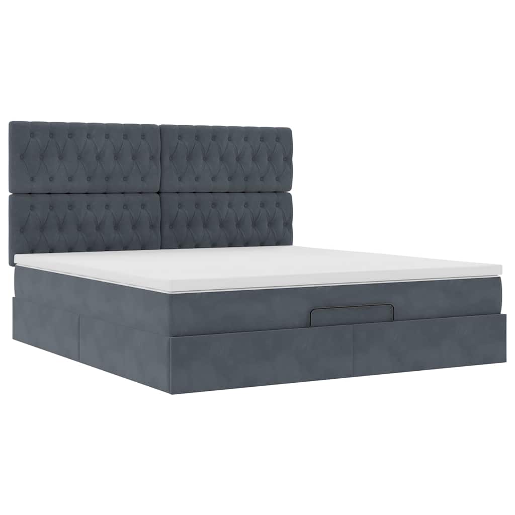 Ottoman bed met matrassen 160x200cm fluweel donkergrijs is nu te koop bij PeponiXL, paradijselijk wonen!