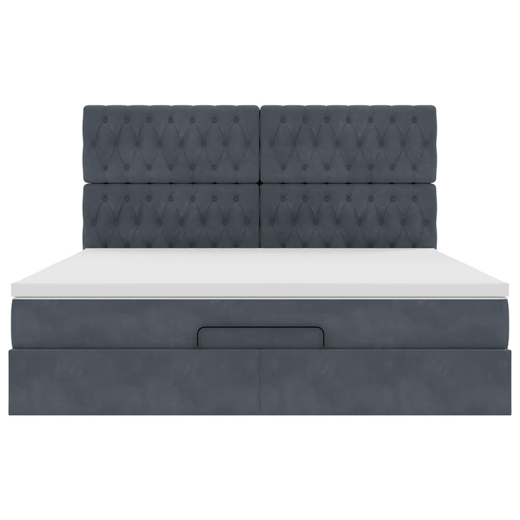 Ottoman bed met matrassen 160x200cm fluweel donkergrijs is nu te koop bij PeponiXL, paradijselijk wonen!