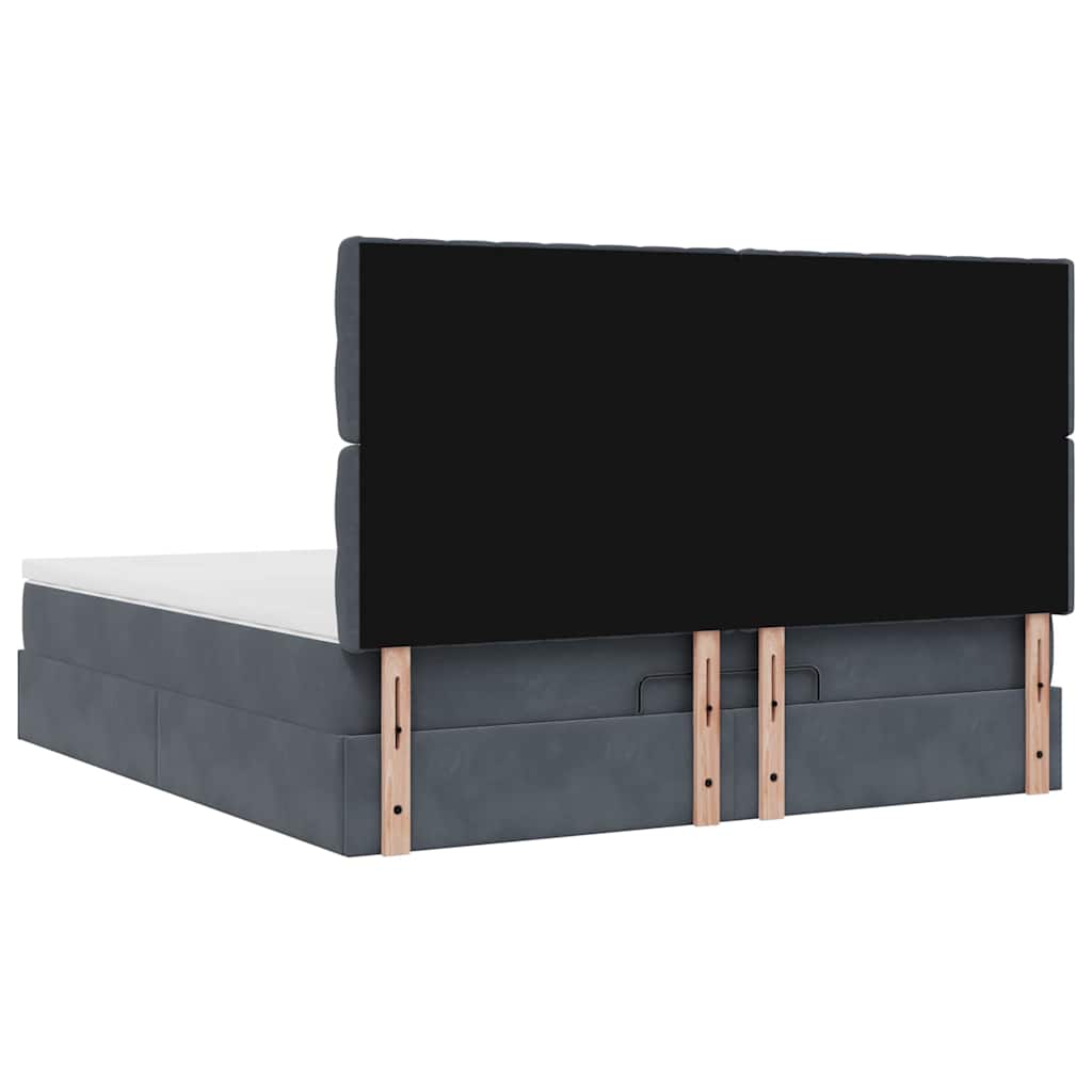Ottoman bed met matrassen 160x200cm fluweel donkergrijs is nu te koop bij PeponiXL, paradijselijk wonen!