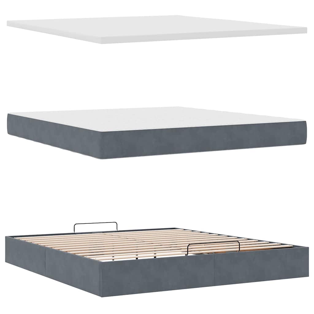 Ottoman bed met matrassen 160x200cm fluweel donkergrijs is nu te koop bij PeponiXL, paradijselijk wonen!