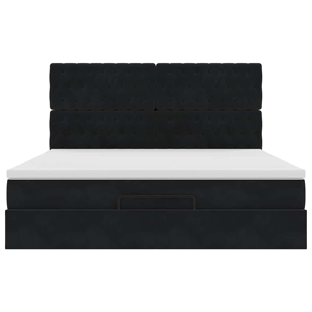 Ottoman bed met matrassen 160x200cm fluweel zwart is nu te koop bij PeponiXL, paradijselijk wonen!