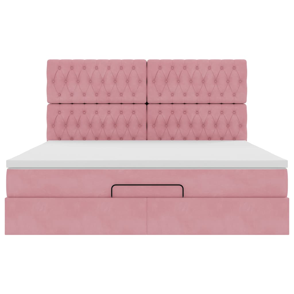 Ottoman bed met matrassen 160x200cm fluweel roze is nu te koop bij PeponiXL, paradijselijk wonen!
