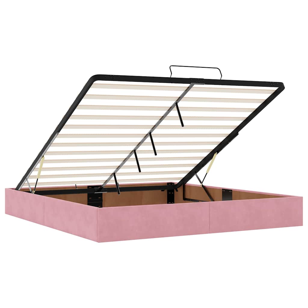 Ottoman bed met matrassen 160x200cm fluweel roze is nu te koop bij PeponiXL, paradijselijk wonen!