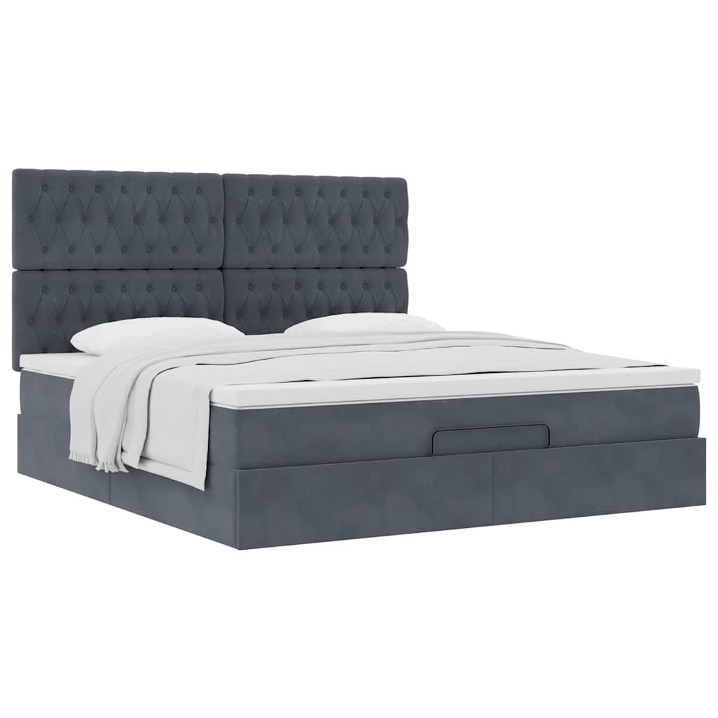 Ottoman bed met matrassen 180x200cm fluweel donkergrijs is nu te koop bij PeponiXL, paradijselijk wonen!
