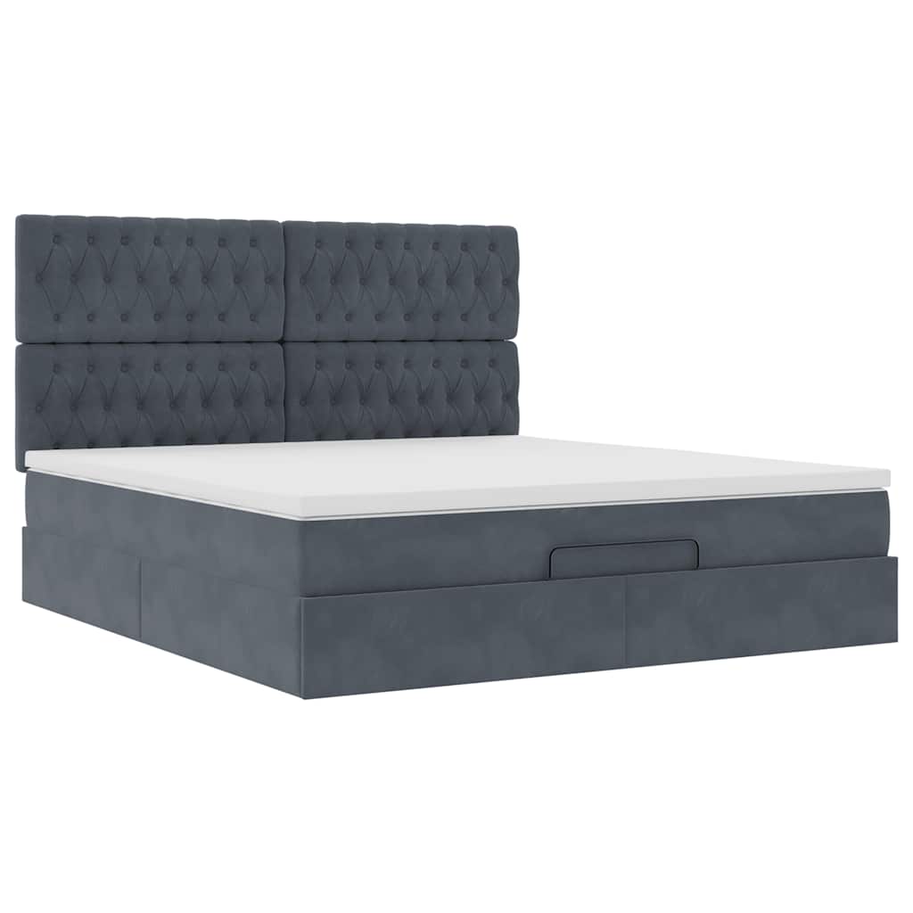 Ottoman bed met matrassen 180x200cm fluweel donkergrijs is nu te koop bij PeponiXL, paradijselijk wonen!