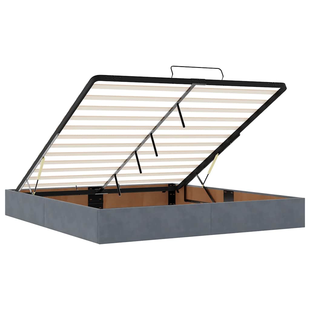 Ottoman bed met matrassen 180x200cm fluweel donkergrijs is nu te koop bij PeponiXL, paradijselijk wonen!