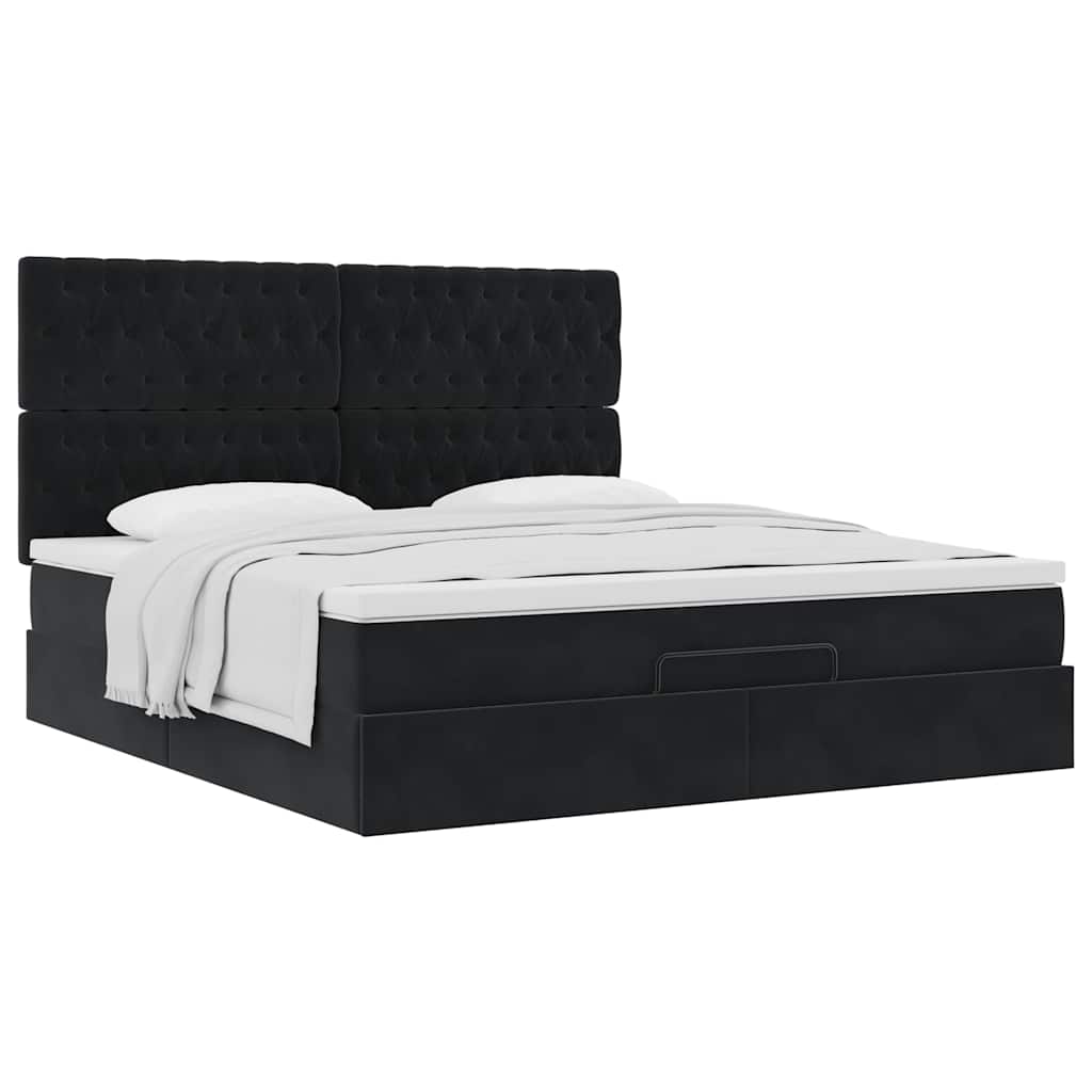 Ottoman bed met matrassen 180x200cm fluweel zwart is nu te koop bij PeponiXL, paradijselijk wonen!