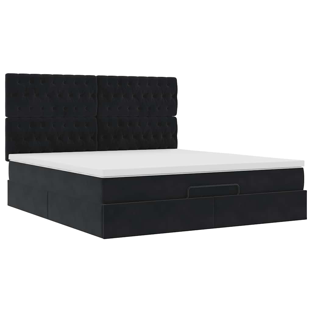 Ottoman bed met matrassen 180x200cm fluweel zwart is nu te koop bij PeponiXL, paradijselijk wonen!