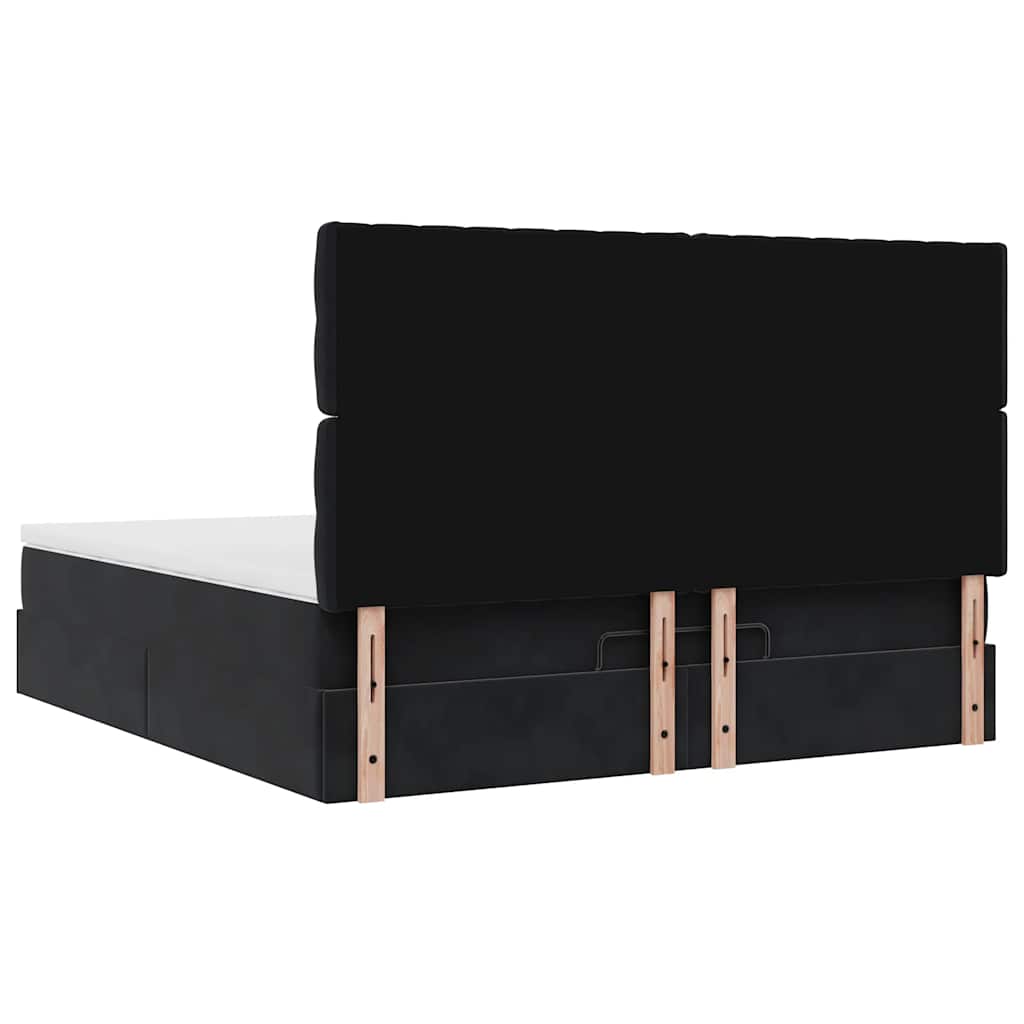 Ottoman bed met matrassen 180x200cm fluweel zwart is nu te koop bij PeponiXL, paradijselijk wonen!