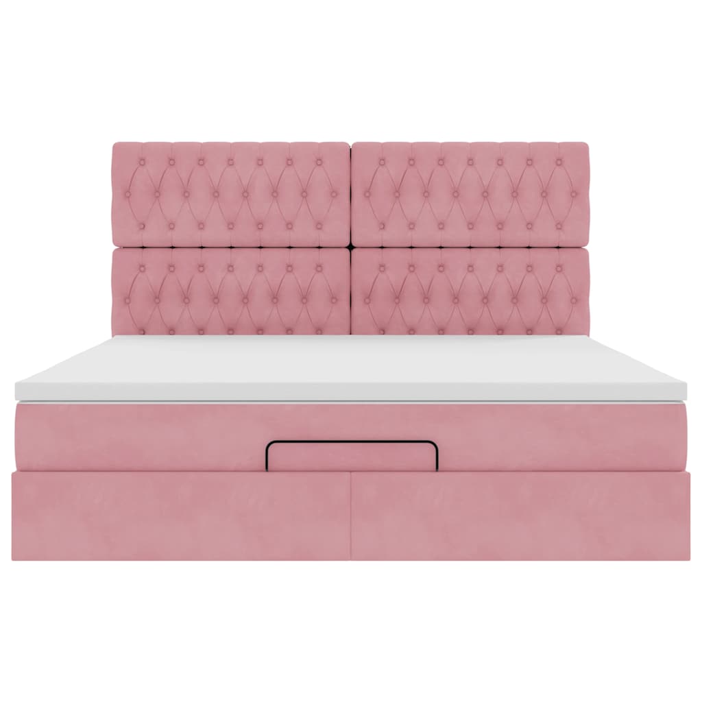 Ottoman bed met matrassen 180x200cm fluweel roze is nu te koop bij PeponiXL, paradijselijk wonen!