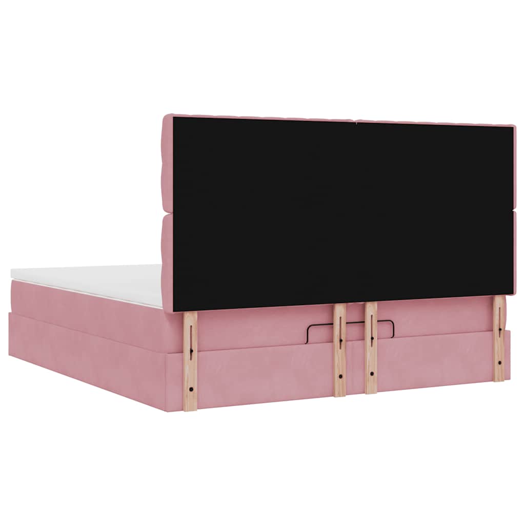 Ottoman bed met matrassen 180x200cm fluweel roze is nu te koop bij PeponiXL, paradijselijk wonen!
