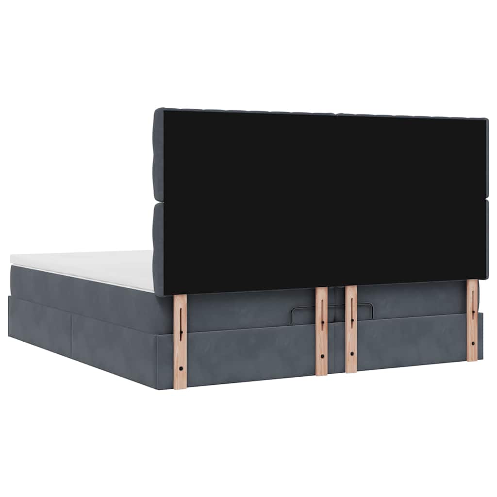 Ottoman bed met matrassen 200x200cm fluweel donkergrijs is nu te koop bij PeponiXL, paradijselijk wonen!