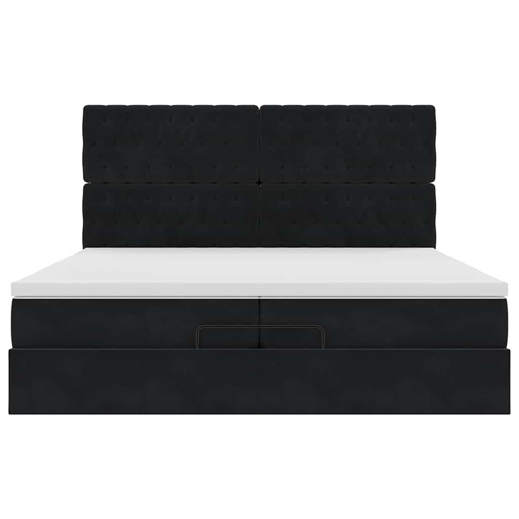 Ottoman bed met matrassen 200x200cm fluweel zwart is nu te koop bij PeponiXL, paradijselijk wonen!