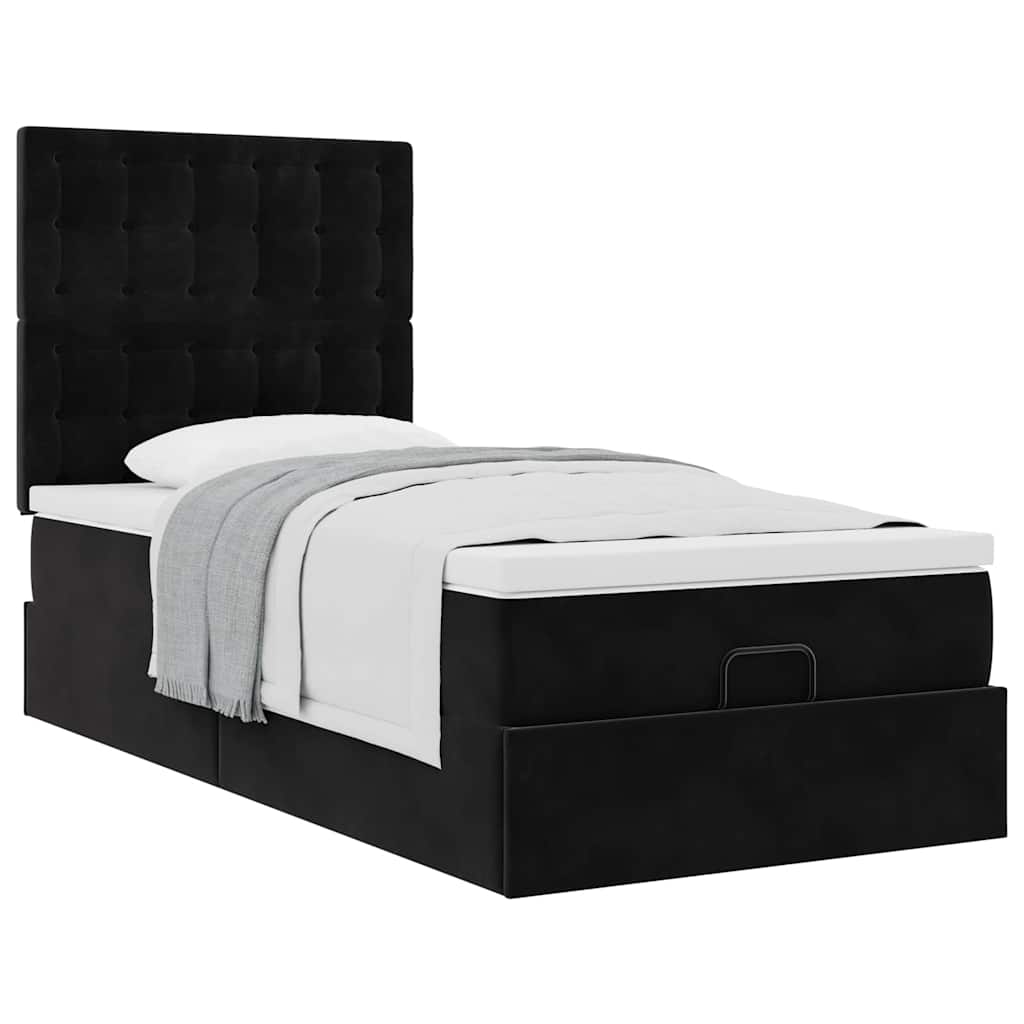 Ottoman bed met matrassen 80x200cm fluweel zwart is nu te koop bij PeponiXL, paradijselijk wonen!