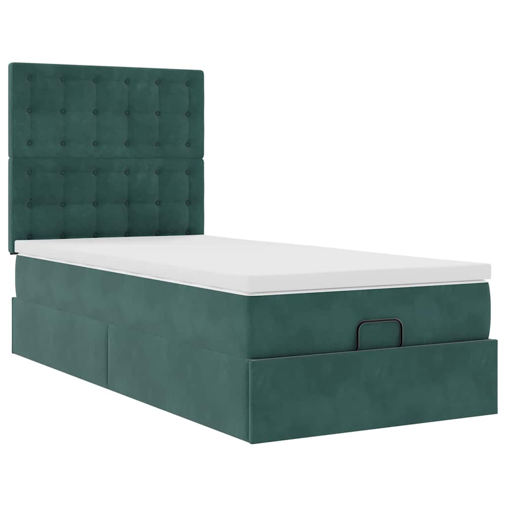 Ottoman bed met matrassen 80x200cm fluweel donkergroen is nu te koop bij PeponiXL, paradijselijk wonen!