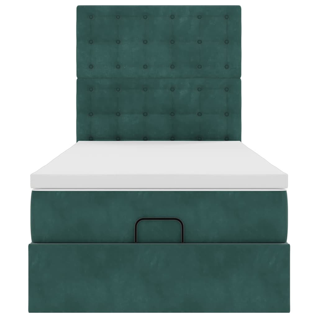 Ottoman bed met matrassen 80x200cm fluweel donkergroen is nu te koop bij PeponiXL, paradijselijk wonen!