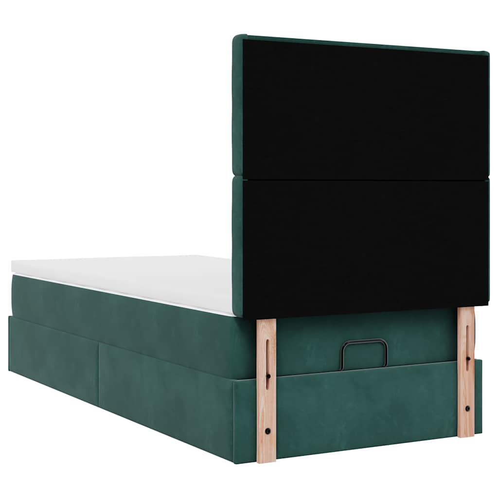 Ottoman bed met matrassen 80x200cm fluweel donkergroen is nu te koop bij PeponiXL, paradijselijk wonen!