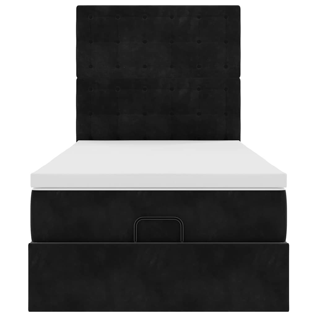 Ottoman bed met matrassen 90x190cm fluweel zwart is nu te koop bij PeponiXL, paradijselijk wonen!