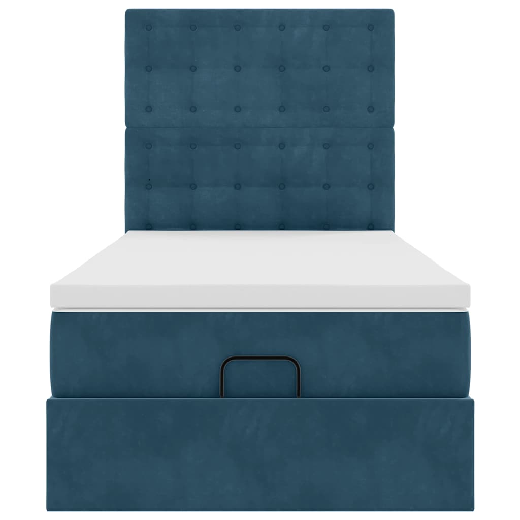 Ottoman bed met matrassen 90x190cm fluweel donkerblauw is nu te koop bij PeponiXL, paradijselijk wonen!