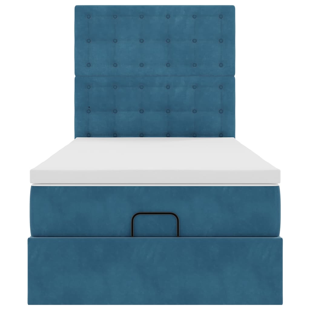 Ottoman bed met matrassen 90x200cm fluweel donkerblauw is nu te koop bij PeponiXL, paradijselijk wonen!
