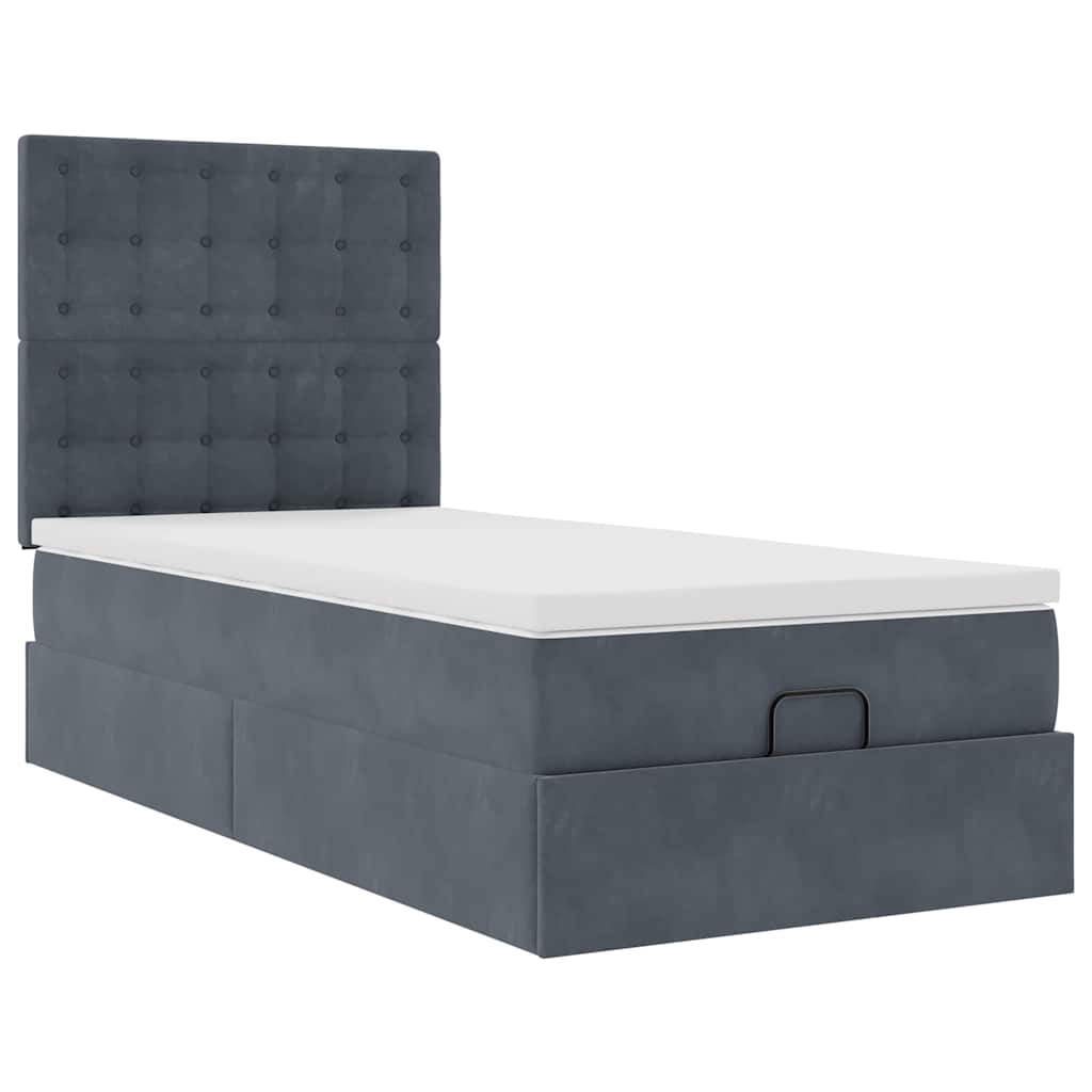 Ottoman bed met matrassen 100x200cm fluweel donkergrijs is nu te koop bij PeponiXL, paradijselijk wonen!