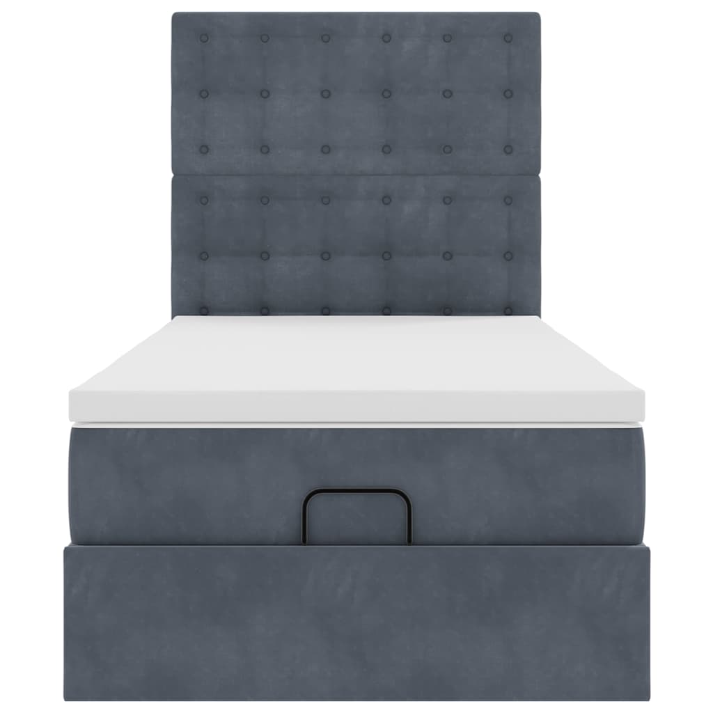 Ottoman bed met matrassen 100x200cm fluweel donkergrijs is nu te koop bij PeponiXL, paradijselijk wonen!