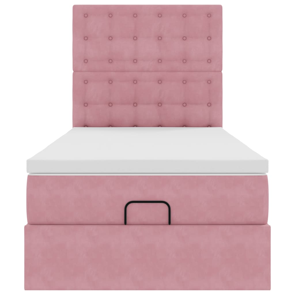 Ottoman bed met matrassen 100x200cm fluweel roze is nu te koop bij PeponiXL, paradijselijk wonen!