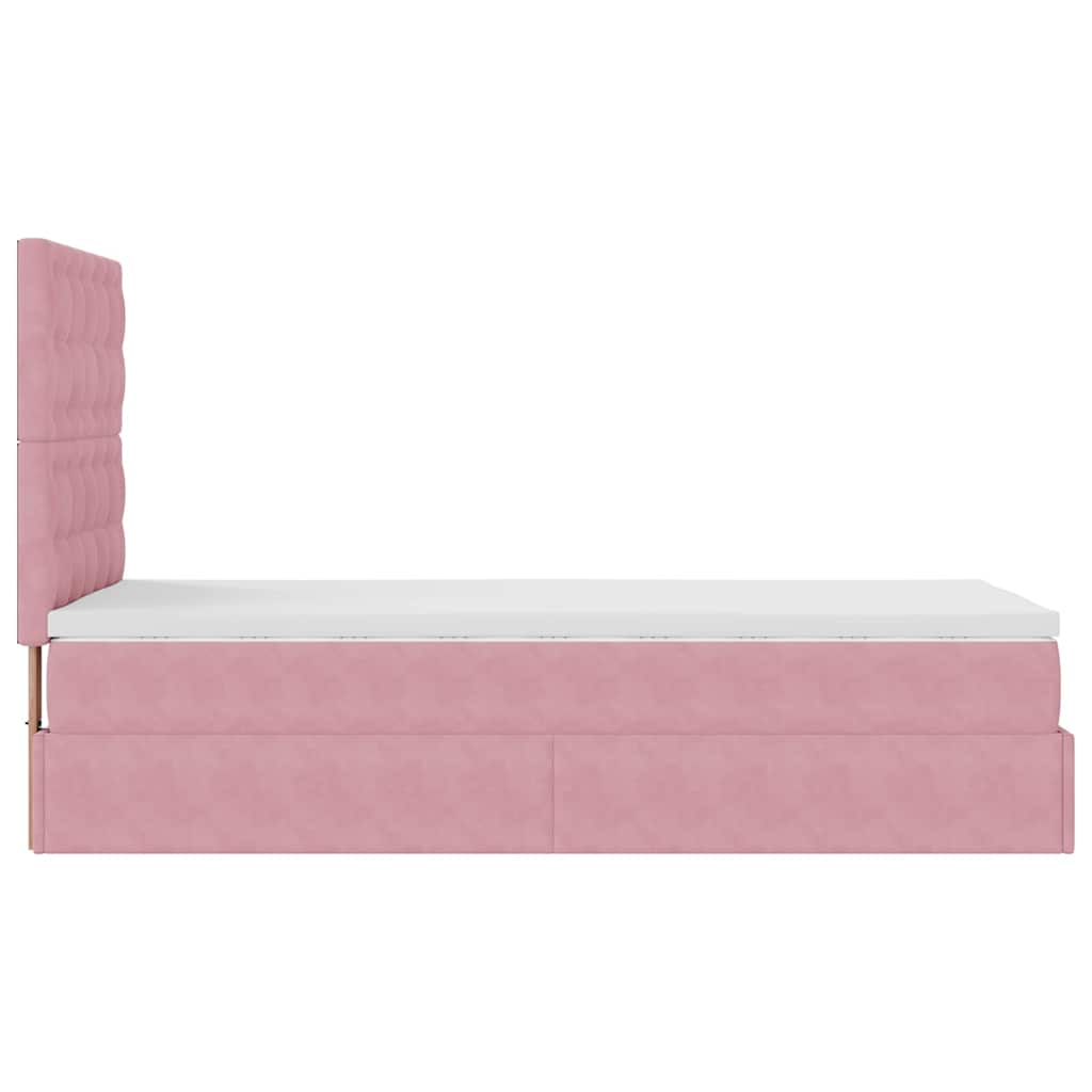 Ottoman bed met matrassen 100x200cm fluweel roze is nu te koop bij PeponiXL, paradijselijk wonen!