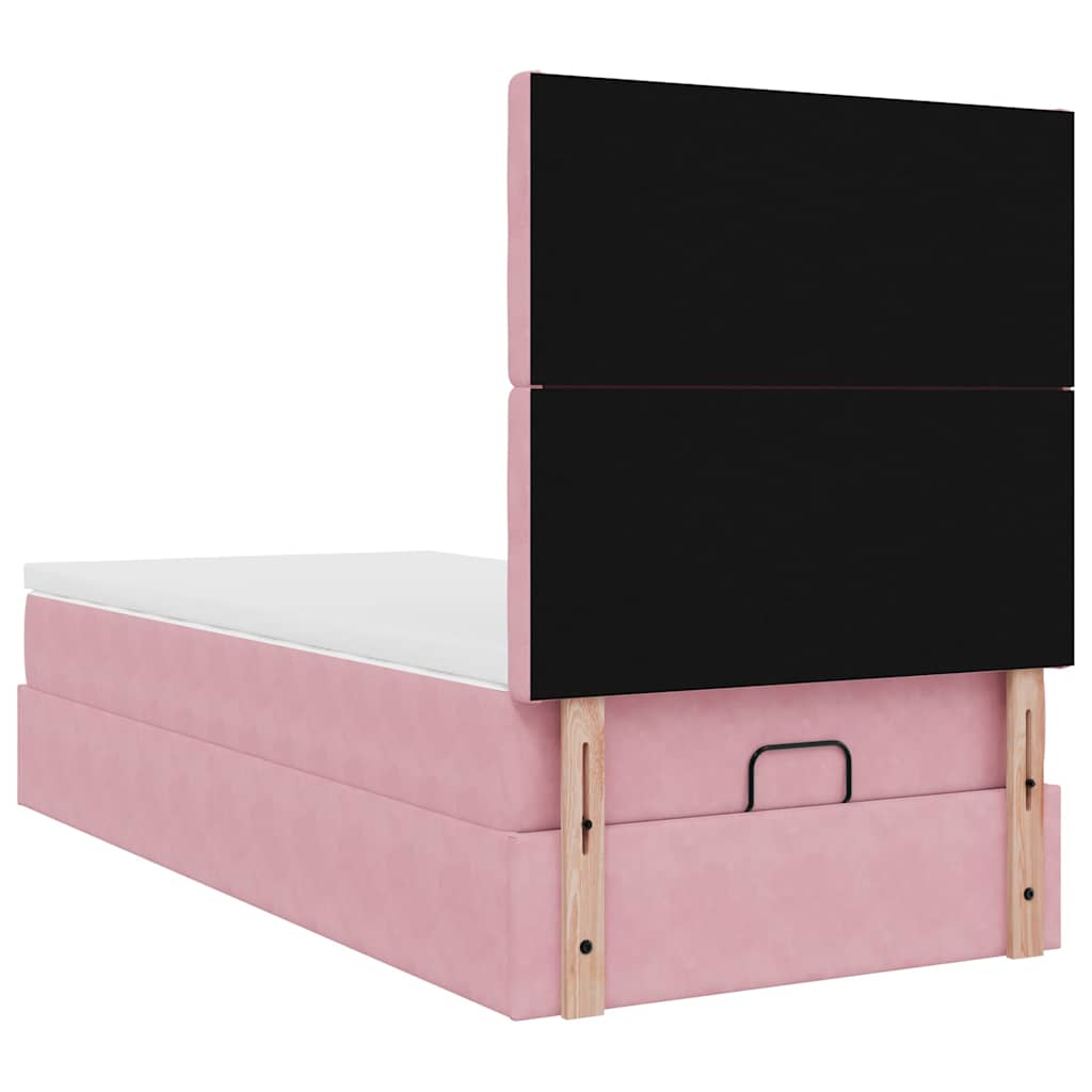 Ottoman bed met matrassen 100x200cm fluweel roze is nu te koop bij PeponiXL, paradijselijk wonen!