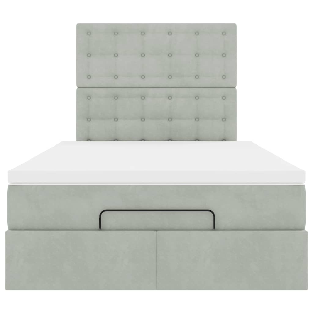 Ottoman bed met matrassen 120x190cm fluweel lichtgrijs is nu te koop bij PeponiXL, paradijselijk wonen!