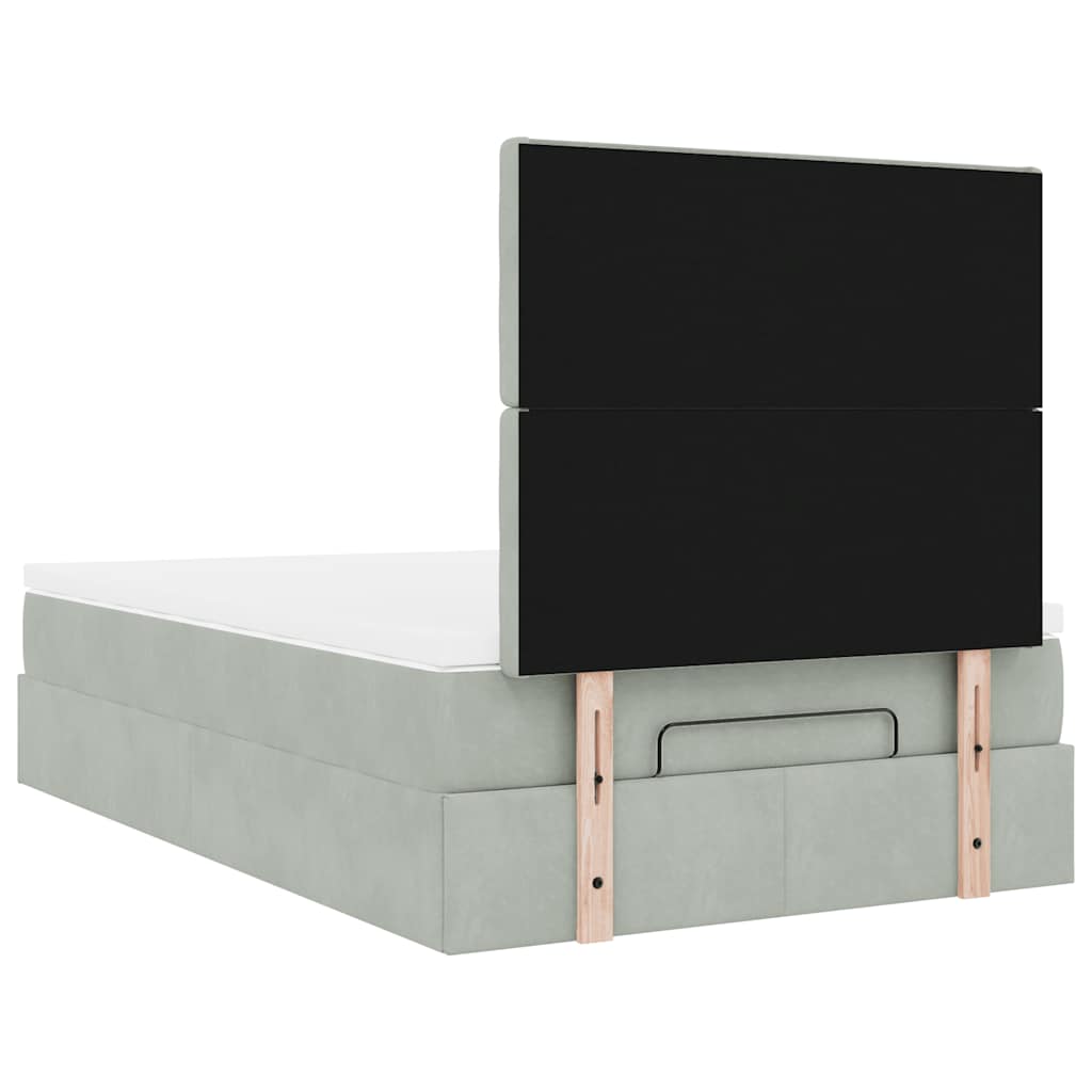 Ottoman bed met matrassen 120x190cm fluweel lichtgrijs is nu te koop bij PeponiXL, paradijselijk wonen!